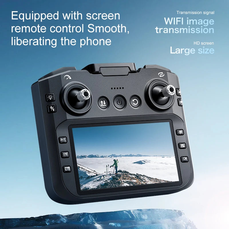 The K21MAX Drone, Equipped with a 4.3-Inch Built-in Screen Remote Controller, Is a Portable Remote-Controlled Quadcopter Suitable for Beginners. It Supports Optical Flow Hovering, Automatic Return-to-Home, and Makes a Great H