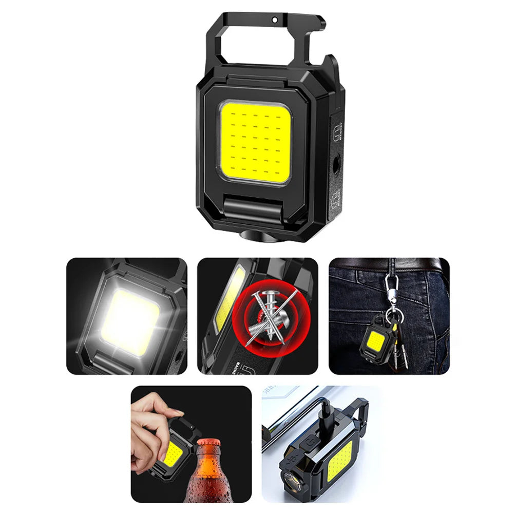 Pocket Flashlight 1000LM COB LED Emergency Lamp 800mAh Type-C USB Rechargeable IPX4 Waterproof for Outdoor Camping Hiking