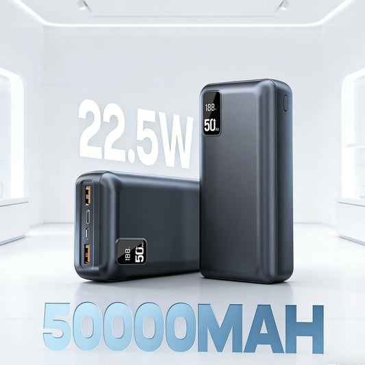 Hganus 22.5W Power Bank 50000mAh QC PD3.0 Fast Charging Powerbank Portable Charger External Battery For iPad IPhone17 Xiaomi