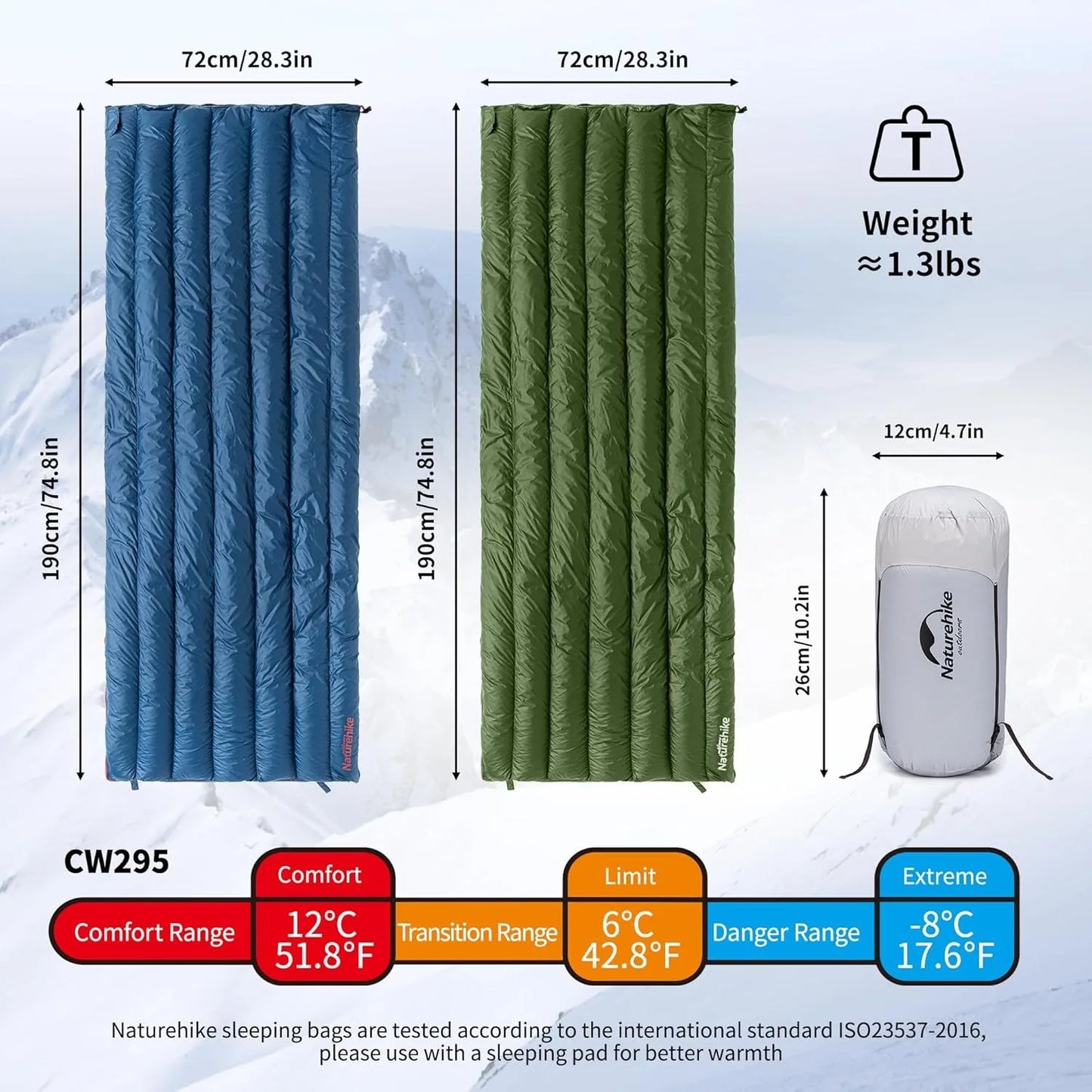 Naturehike Ultralight Backpacking Duck Down Sleeping Bag for Adults Warm Splicable Double Quilt 2 Person Sleeping Bags for Hiking Camping 3 Seasons