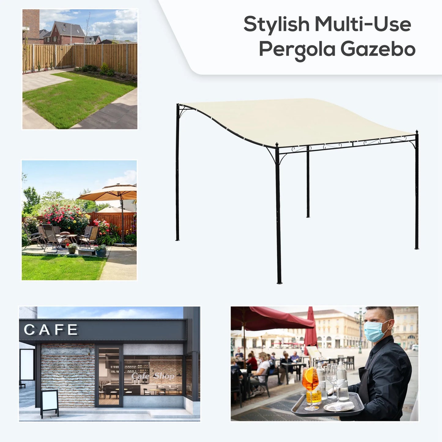 10' X 10' Steel Outdoor Pergola Gazebo Patio Canopy Backyard Pool Deck Garden