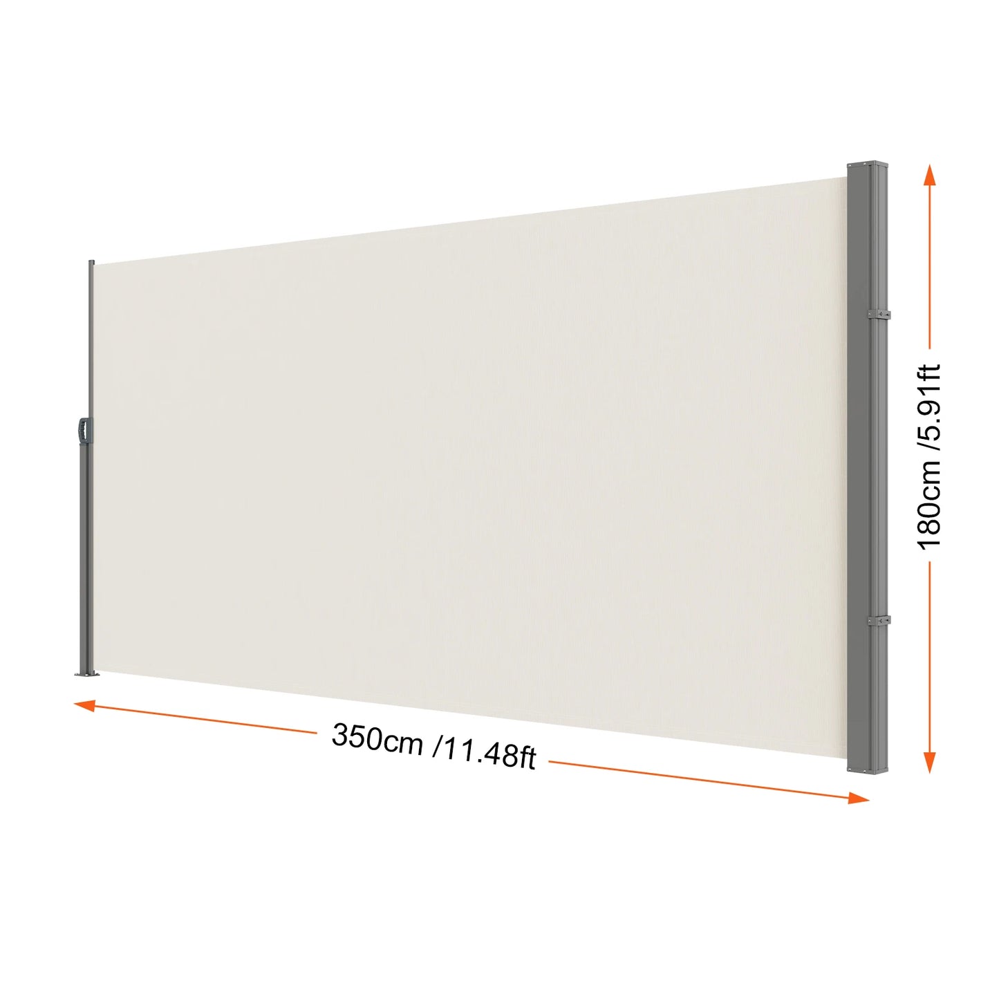 SucceBuy Retractable Side Awning Outdoor Privacy Polyester Water-proof Retractable Patio Screen UV 30+ Room Divider Wind Screen
