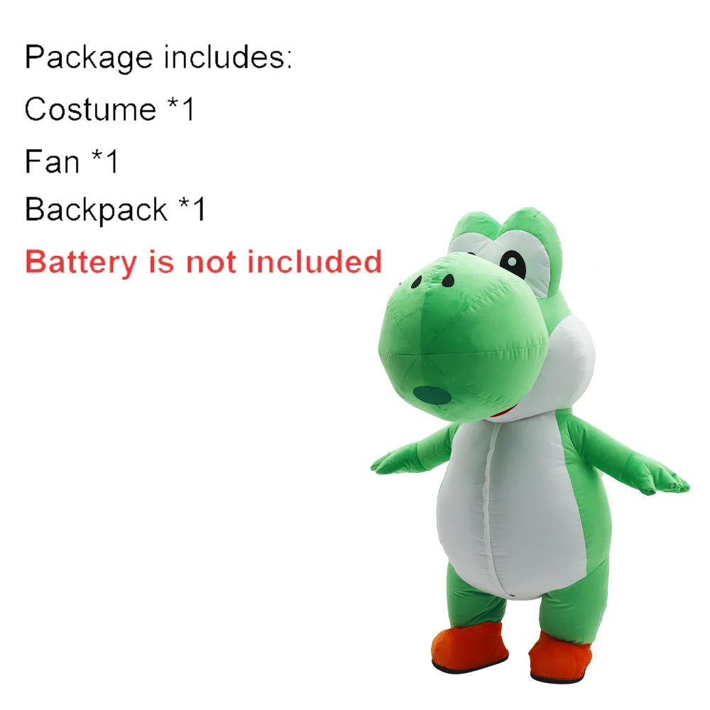 2.2M Green Dinosaur Inflatable Costume Mascot Parade Adult Character Cosplay Animal Birthday Halloween Party Event Plush Set