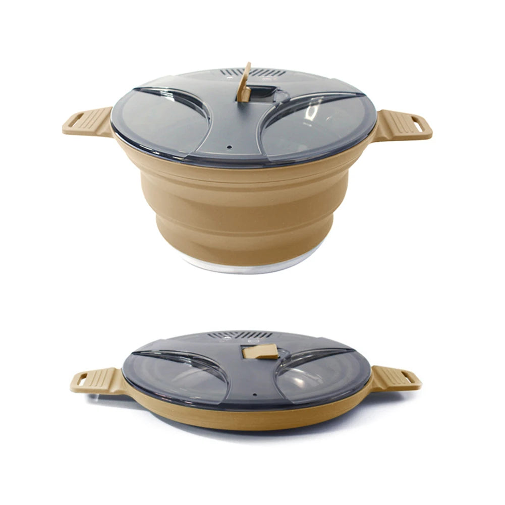Foldable Portable Camping Cook Pot Saving Space Camping Cookware Pot with Handle for Outdoor Fishing for Picnic Travel Tableware