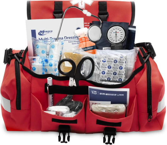 415-Piece Emergency First Aid Kit with Reflective Design - Complete Trauma Bag for Home, School & Business Safety