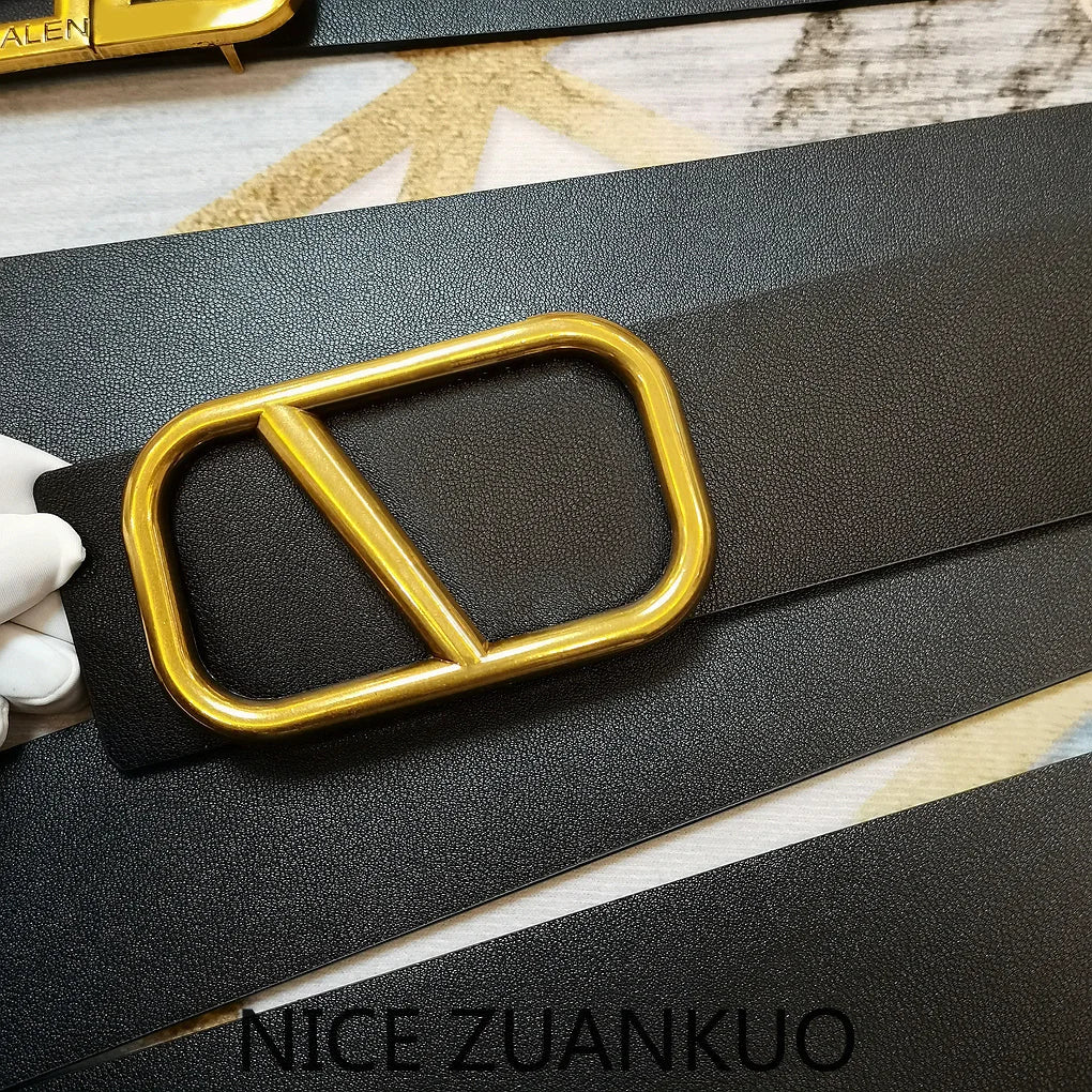 Women's Genuine Leather Belt, Luxurious Italian Women's Belt, 2026 New Style Fashionable V-shaped Jeans Belt, Ultra-wide Letter Logo Personalized Dress Belt, Slimming and Shaping Leather Belt, High-end Brand Belt.