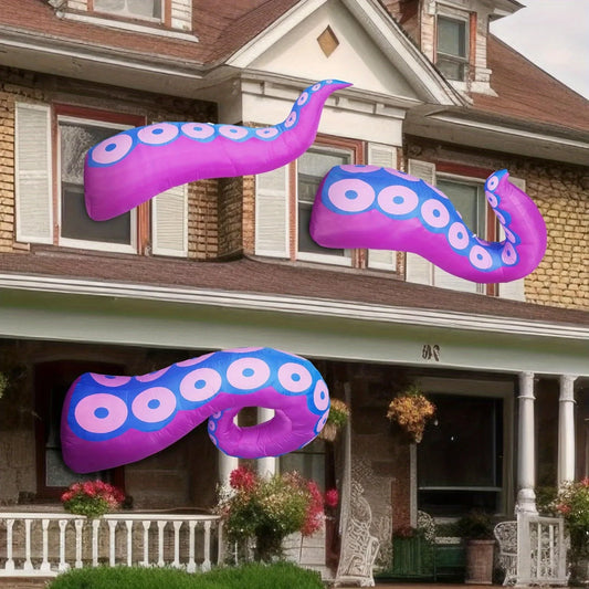 3 Pcs Octopus Tentacle Halloween Inflatables Outdoor Window Decorations Octopus Legs with Build-in LEDs Halloween Front Door Window Roof Prop, Outdoor Holiday Blow up Decor for Garden Lawn