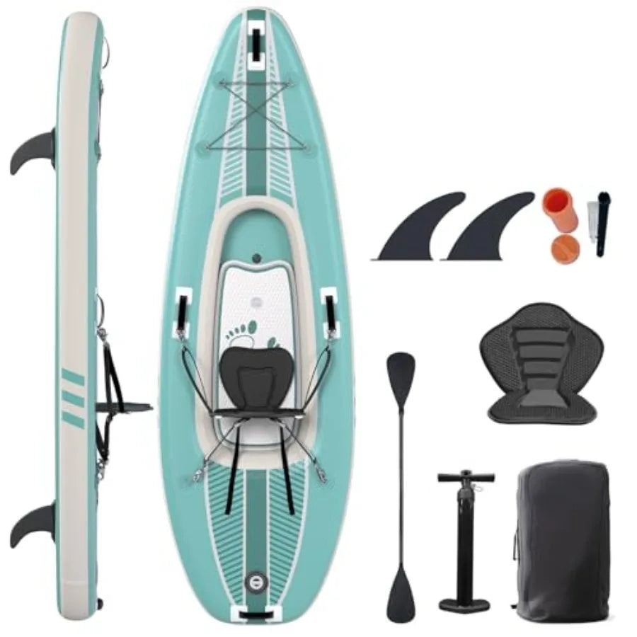 2-Person Inflatable Kayak with Drop-Stitch Floor Lightweight Portable Durable Solo Kayak for Fishing Touring and Recreation