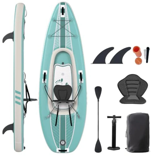 2-Person Inflatable Kayak with Drop-Stitch Floor Lightweight Portable Durable Solo Kayak for Fishing Touring and Recreation