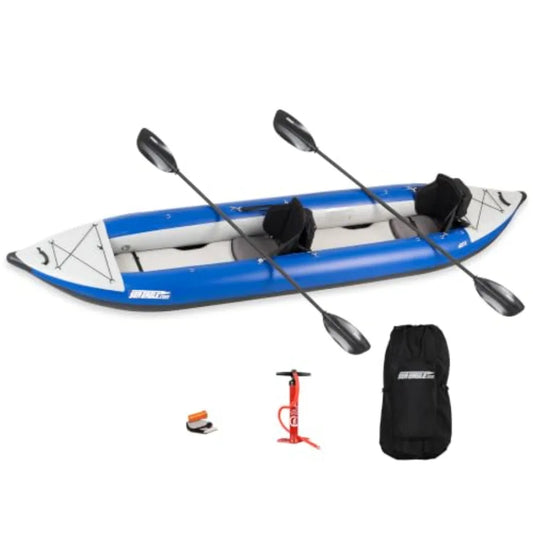 420X Explorer Inflatable Kayak For Fishing Touring Camping Exploring And White Watering With Self Bailing System Removable Skeg