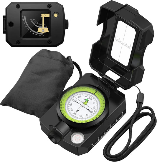 Professional Military Compass with Sighting Clinometer, IP54 Waterproof, Aluminum Alloy, Lightweight for Hiking Camping