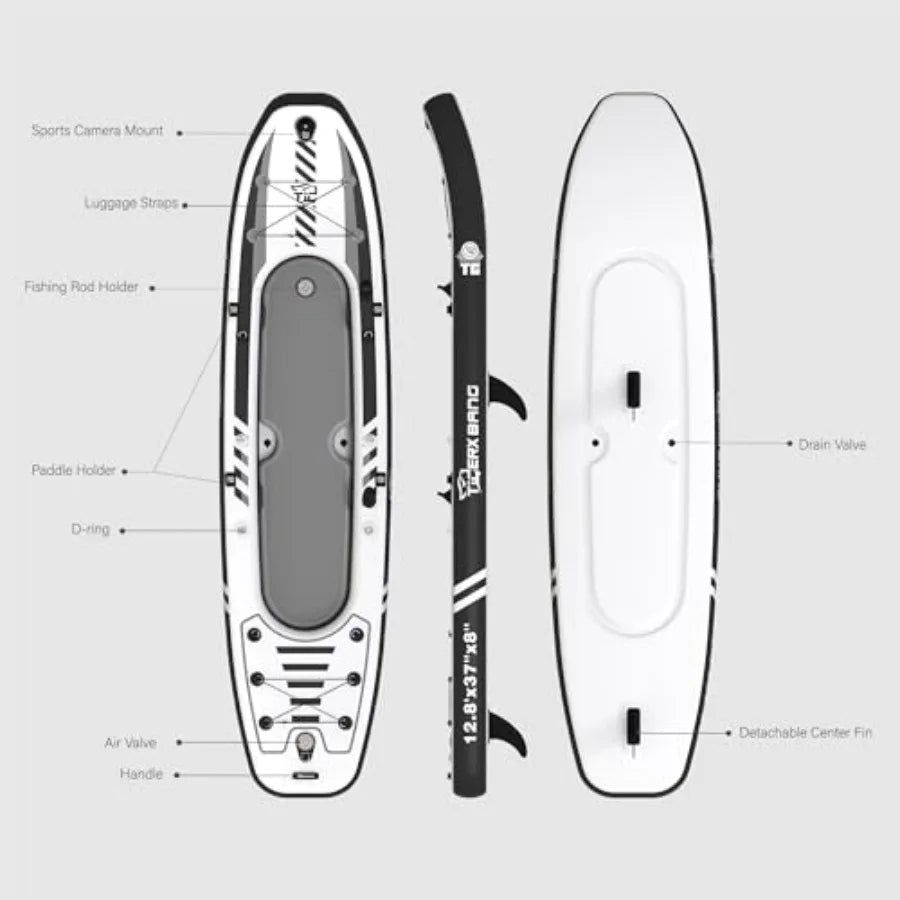 12'8 Inflatable Tandem Kayak for Fishing Touring 2 Seats Adjustable Paddle Blue Durable Material Ideal for Family Adventures