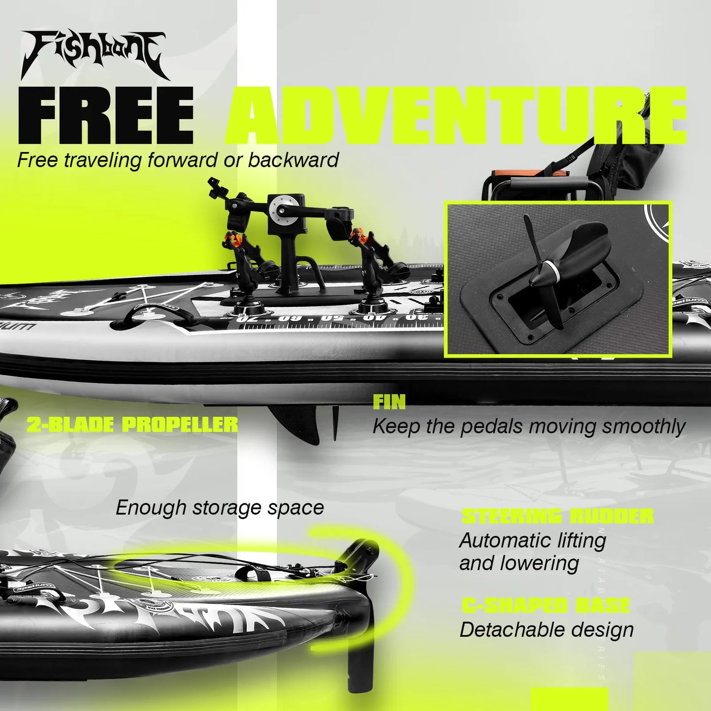 Fishing Kayak Boat Pedal Drive Sit on Top Pedal Drive Kayak Power System Orientation System, 11'*48"*6",Capacity 660LBS