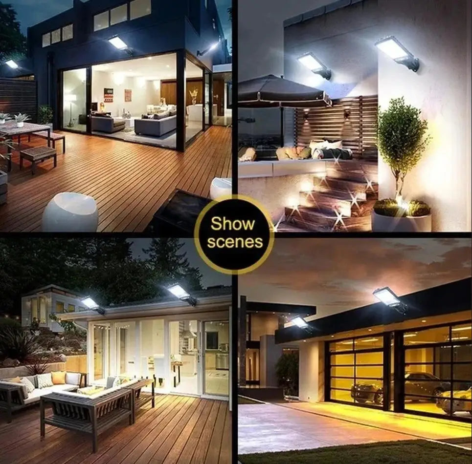 Solar Outdoor LED Courtyard Wall Lamp 3 Light Modes Remote Control Human Body Induction Garden Terrace Garage Door Street Lamp