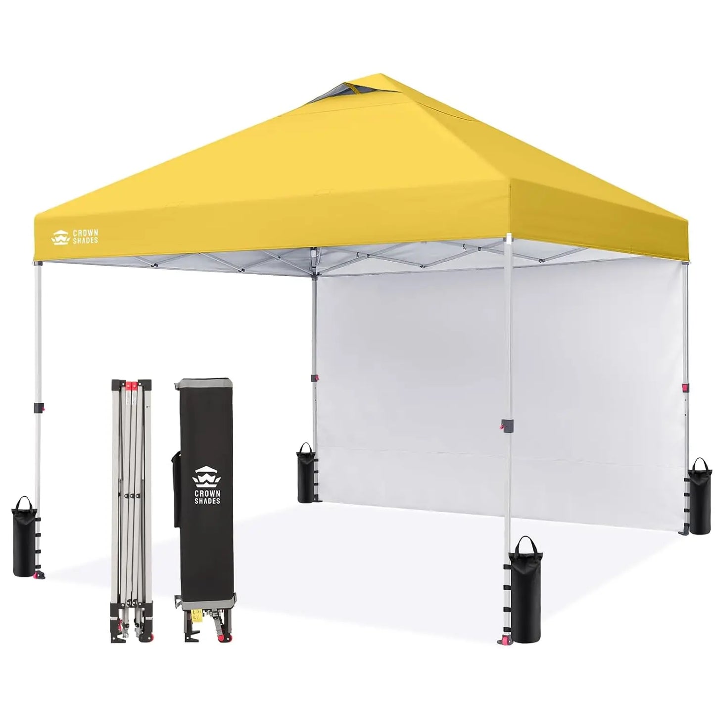 10x10 Pop Up Canopy with 1 Side Wall - Beach Tent with One Push Setup - Outdoor Sun Shade for Events, Parties,, Customized
