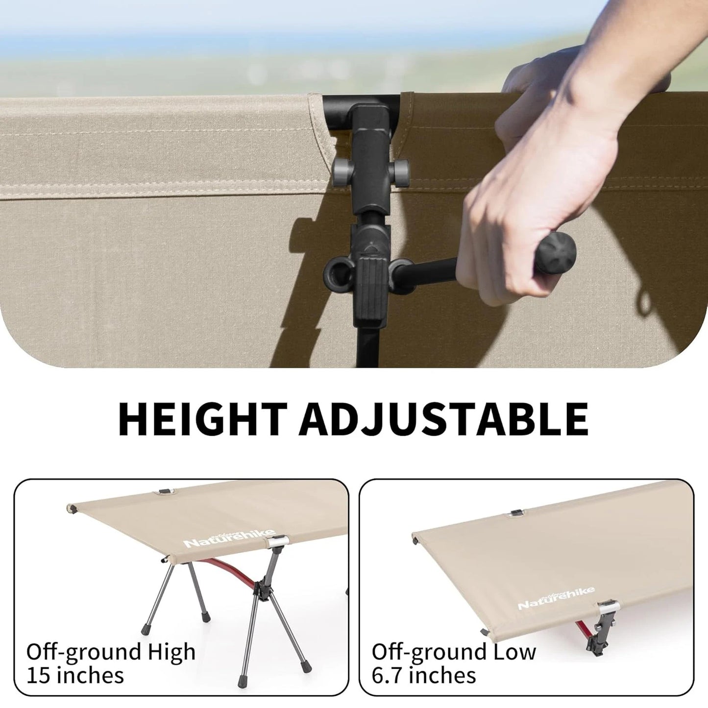 Folding Camping Cot Portable Height Adjustable Ultralight Backpacking Cot Tent Travel Outdoor Camp Single Bed