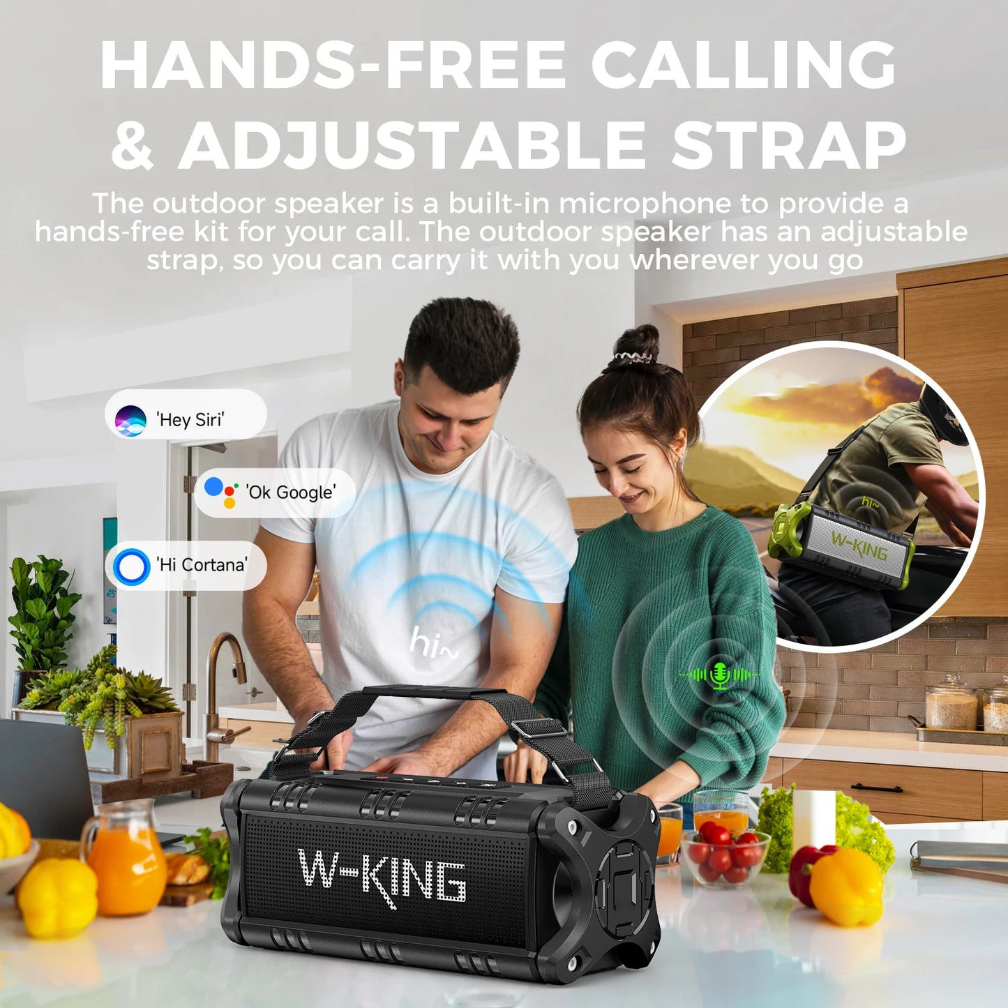 W-KING D8 Bluetooth Speaker, 50W RMS IPX6 Waterproof Loud Speakers Bluetooth Wireless, Large Outdoor Portable Party Box for Home, Outdoor, Beach, Swimming Pool