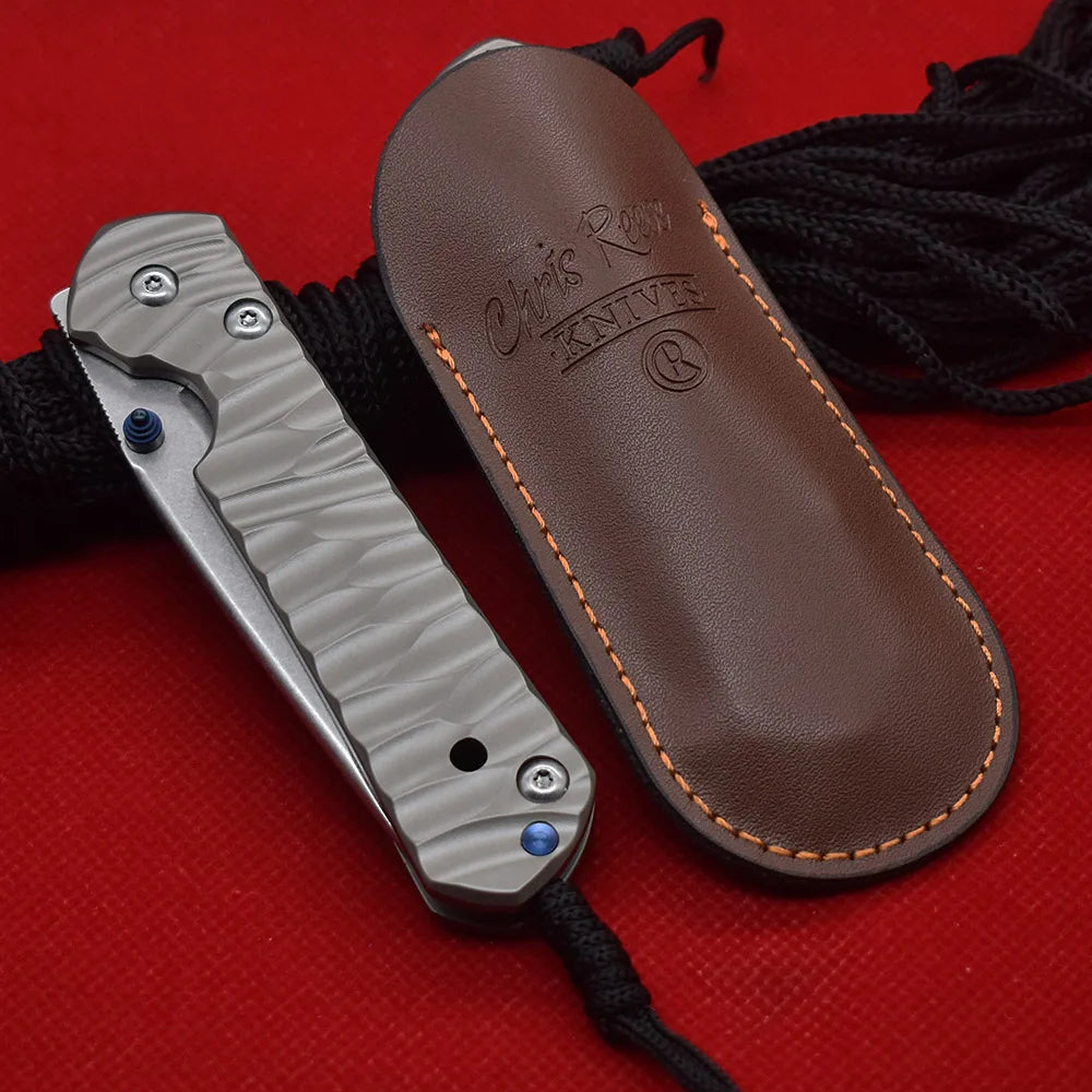 Steel Folding Knife, Ball Bearing, Stonewashed Titanium Alloy, High Hardness Sharp EDC Survival Tool for Outdoor Camping