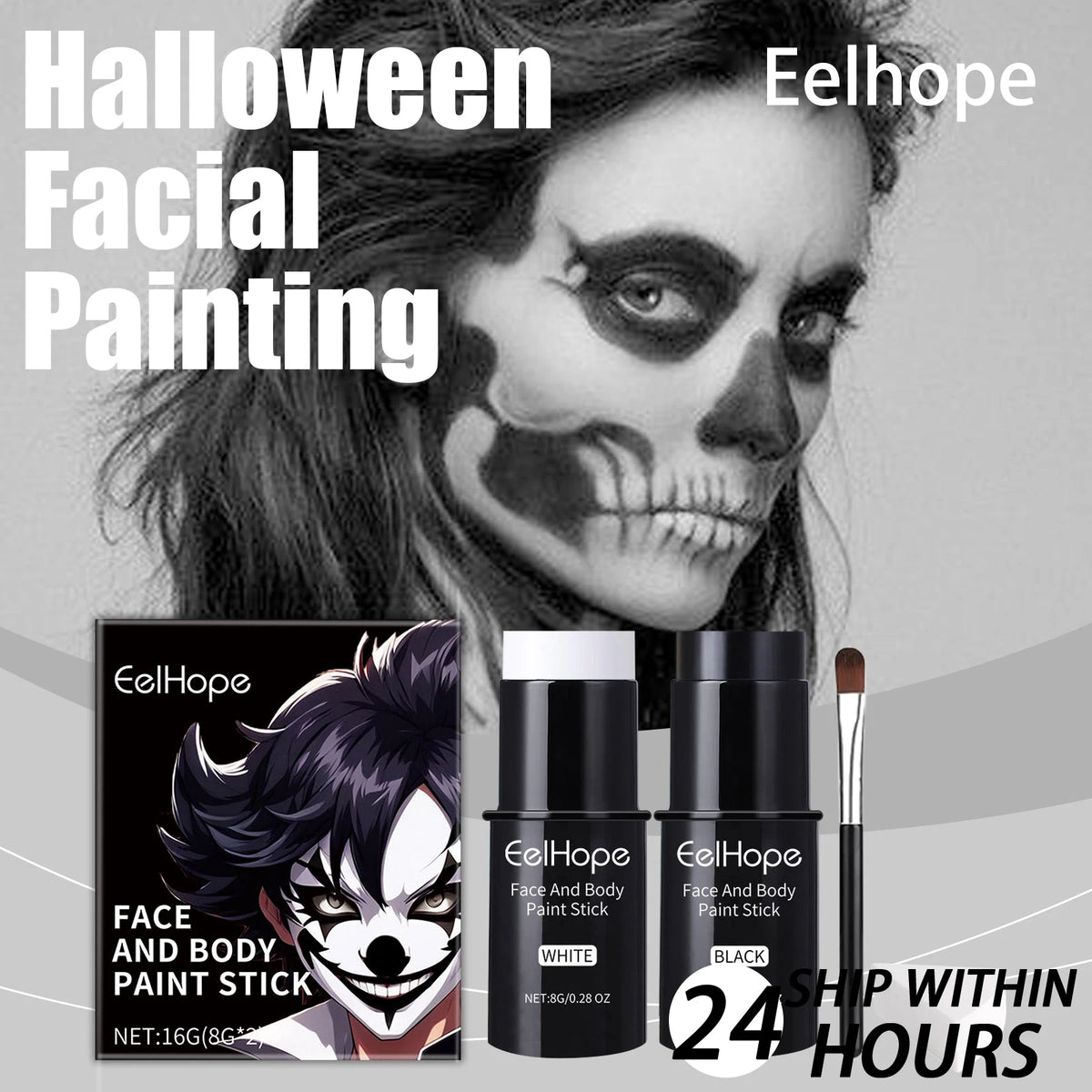 Halloween Face Paint Sticks Kit Vibrant Costume Makeup Set for Kids Adults Washable Cream-Based Face Paint Body Art Party Cosplay Gift Non-Toxic Safe