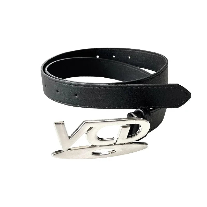 Unisex Nostalgic DVD Buckle Belt - White Black Jeans Decoration Waistband for Men & Women Perfect for Daily Wear & Party Outfits
