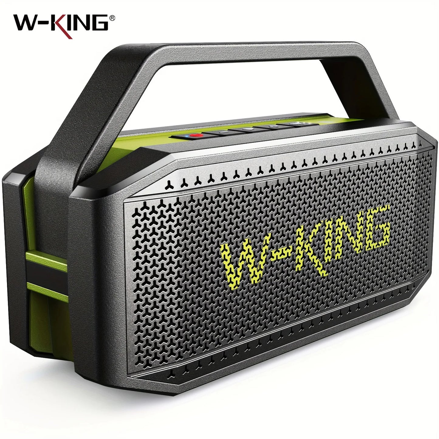 W-KING D9-1 Green Bluetooth Speaker, 100W Peak 60W HD IPX6 Portable Speaker Wireless Loud Waterproof Outdoor Party Large Boombox 2 Subwoofer/Ex-Large Passive Radiator-All Round Deep Bass/40H/PowerBank/TF/AUX/EQ