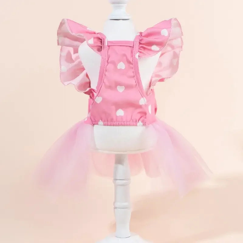 Cute Fashion Print Pet Dress with Bow, Plaid Pet Costume, Elastic Mesh Princess Dress, Puppy Cat, Complete Set, Clothing, Puppy Clothes