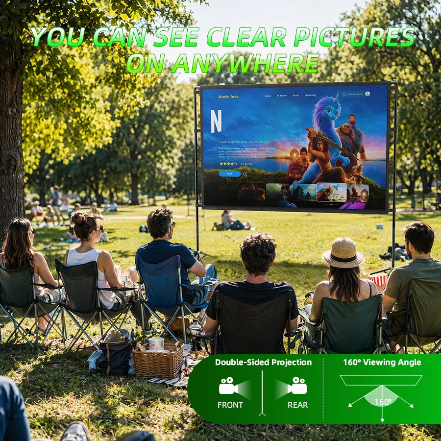 XBJ Projector Screen with Stand 100inch , Portable Outdoor Projector Screen 16:9 and Tripod Stand Lightweight Compact