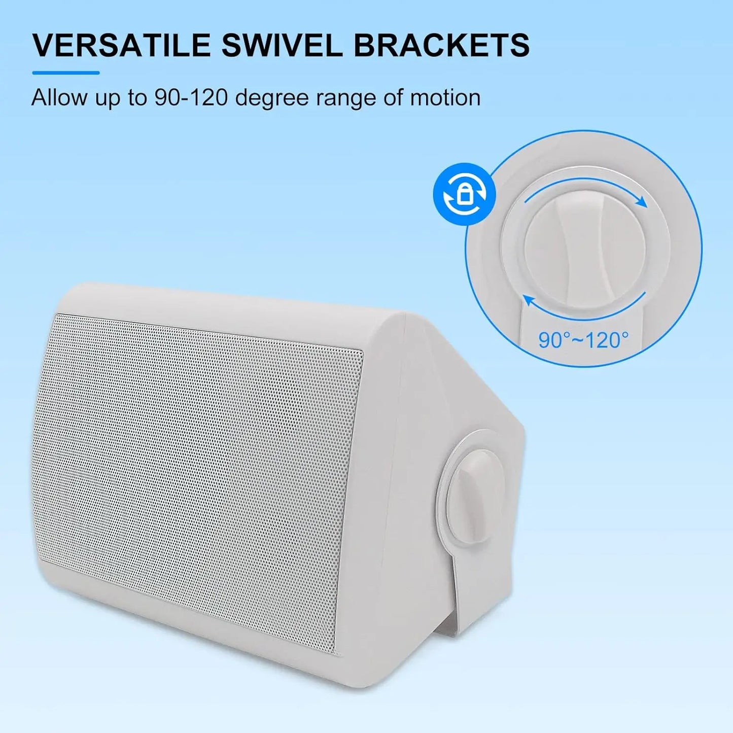 Herdio 5.25 Inches 300 Watts Indoor Outdoor Bluetooth Speakers Waterproof Wired Wall Mount System for Patio