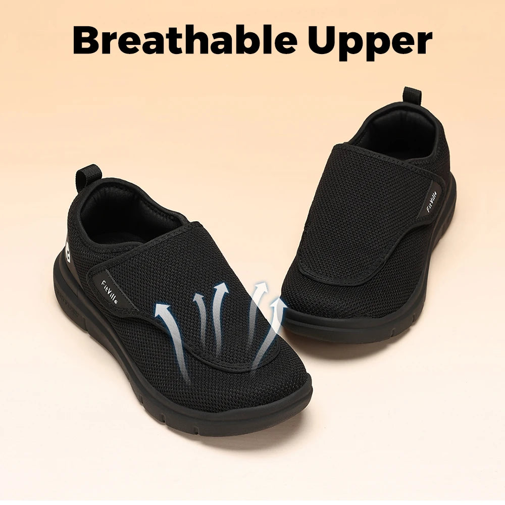 Fittington Diabetic Shoes For Men Extra Wide Slip-on Loafers Swollen Feet Adjustable Walking Shoes For Elderly Foot Pain Relief