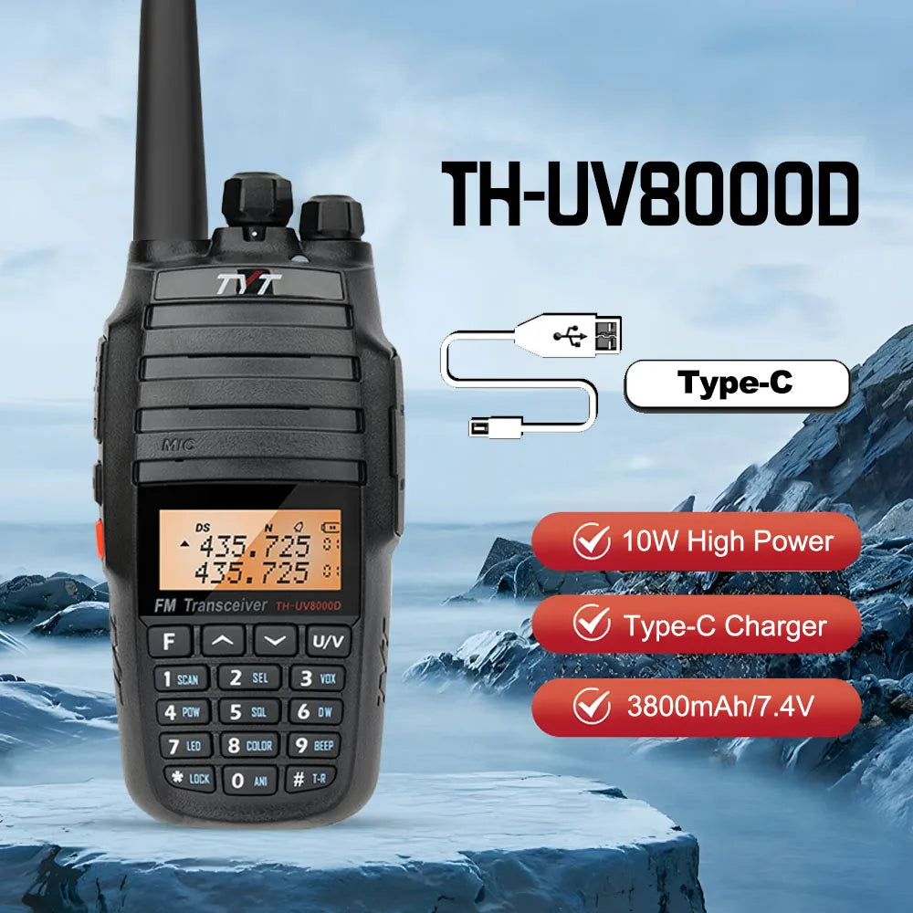 NEW TYT TH-UV8000D Type-C Charging Amateur Radio Cross Band Repeater VHF UHF Dual Band 10W Walkie Talkie Long Range