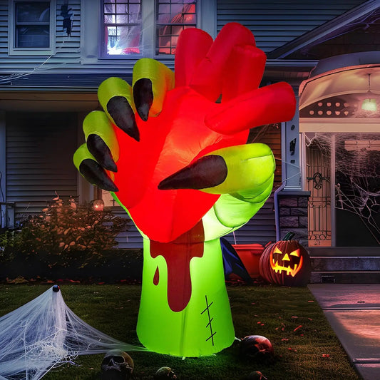 5 Ft Halloween Inflatables Zombie Hand Outdoor Decorations Blow Up Decors with Build-in LEDs and Pumping Heart Halloween Inflatables Zombie Hand Party Decoration for Yard Garden Lawn