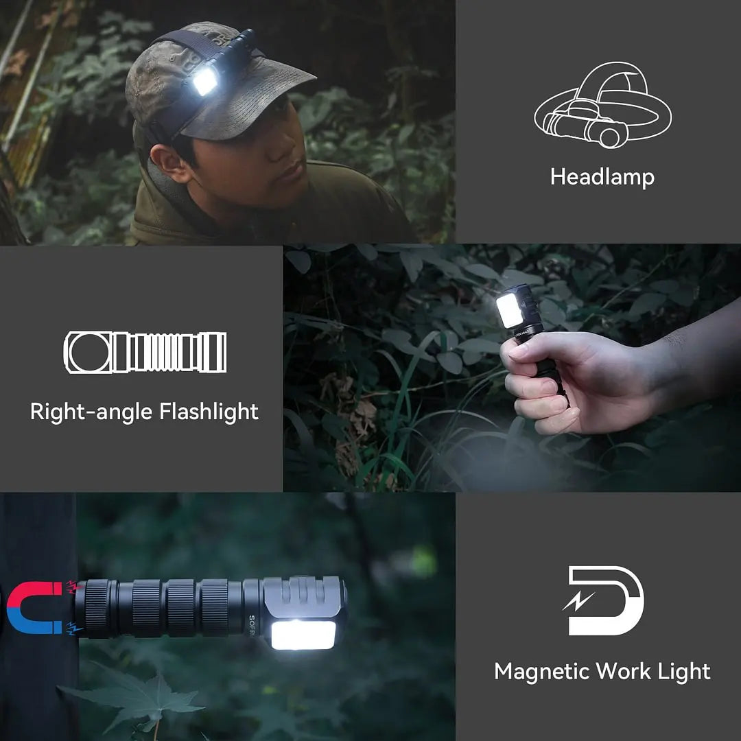 Headlamp 2100lm 18650 EDC USB C Rechargeable Flashlight SST40 LED Torch with Magnetic for Camping