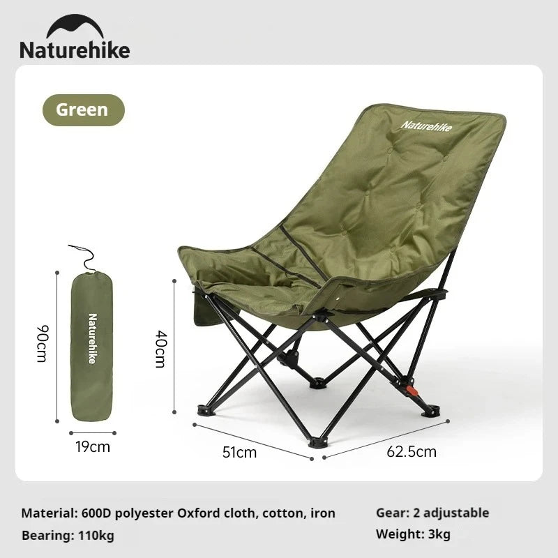 Naturehike High Back Moon Chair Camping Outdoor Fishing Folding Adjustable Lounge Chair Portable Picnic Garden Leisure Seat