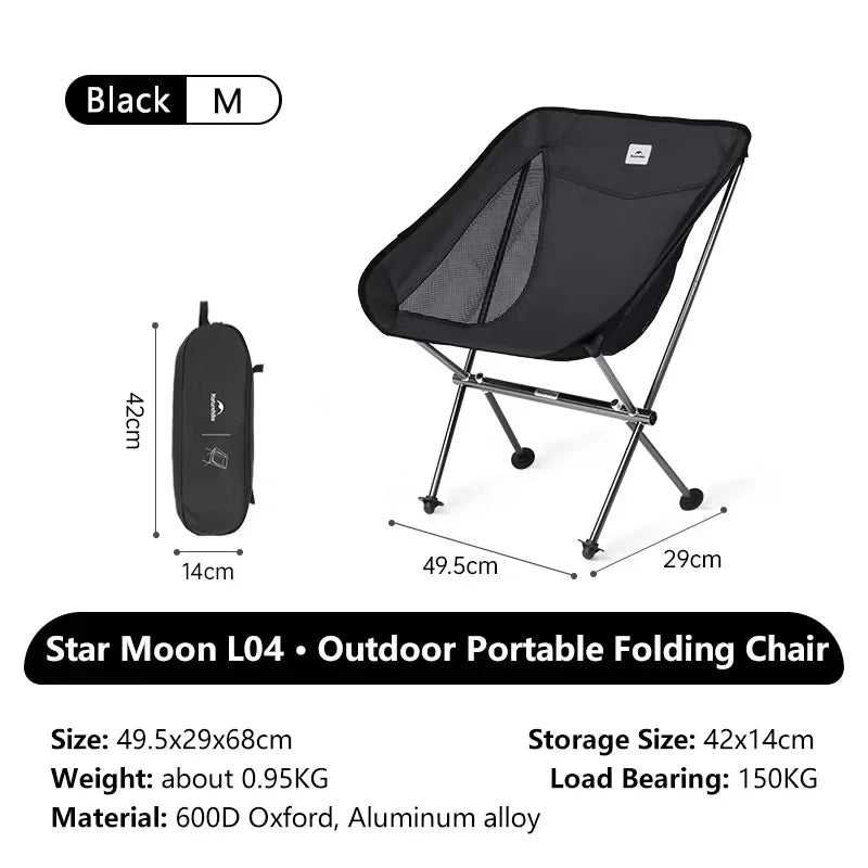 Naturehike Ultralight Folding Chair L04 150kg Load Capacity for Fishing Picnic Outdoor Hiking Moon Chair Portable Relax Chair