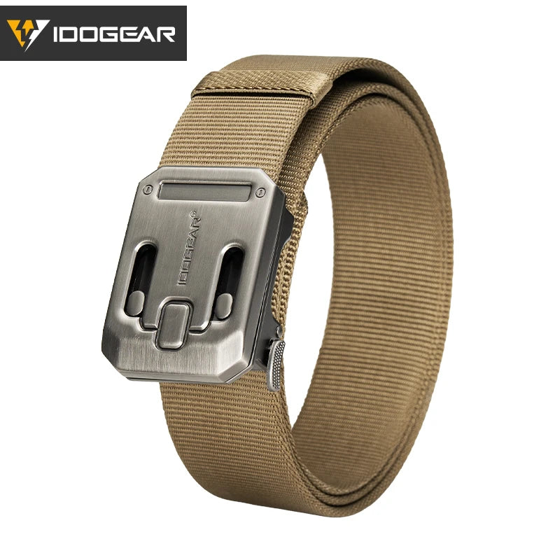 IDOGEAR Men's Ratchet Belt 1.5" Heavy Duty No Holes Slide Buckle Tactical Style Casual for Jeans Work Outdoor 3446