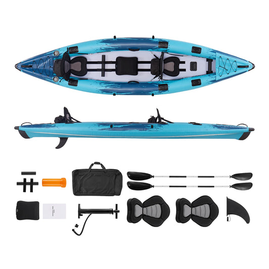 SucceBuy 700LBS Inflatable Kayak 2-Person Inflatable Recreational Kayak Leak & Puncture-Resistant with Padded Seat for Fishing