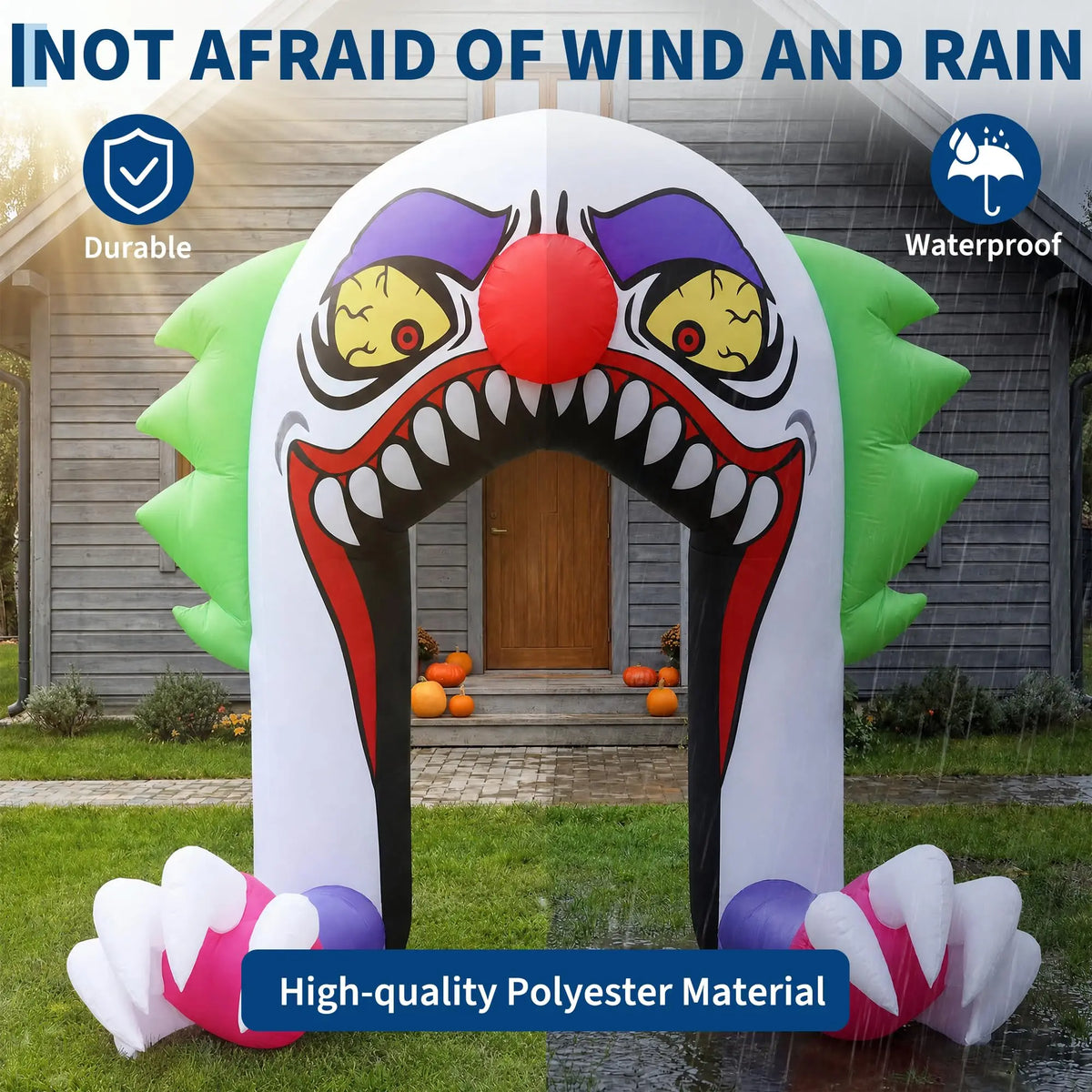 5ft Halloween Inflatable Clown Arch For Trunk Or Treat Car Decorations With Led Lights Built-In Blower Outdoor Yard Lawn Party