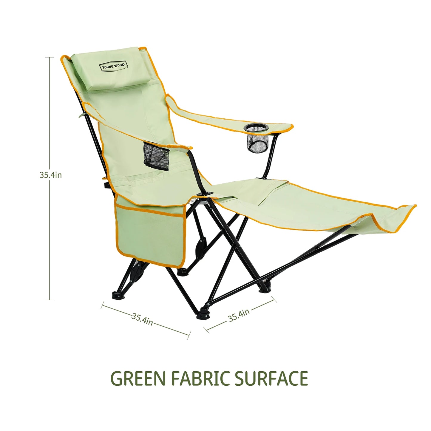 2-in-1 Reclining Camping Chair with Footrest, Foldable Outdoor Lounge Chair with Cup Holder & Headrest, Portable