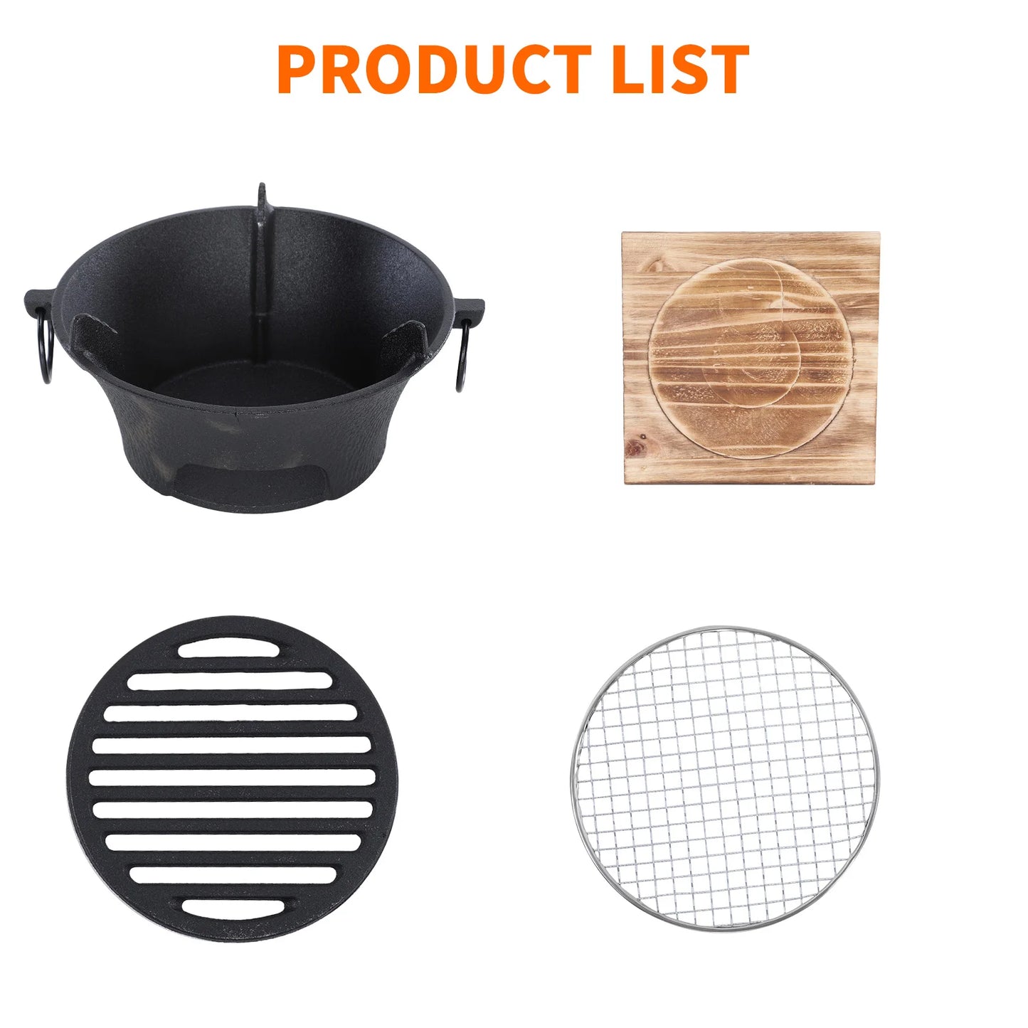 1pc Stainless Steel Barbecue Grill Tabletop Bbq Pit Round Iron Charcoal Stove for Home Party Outdoor Camping