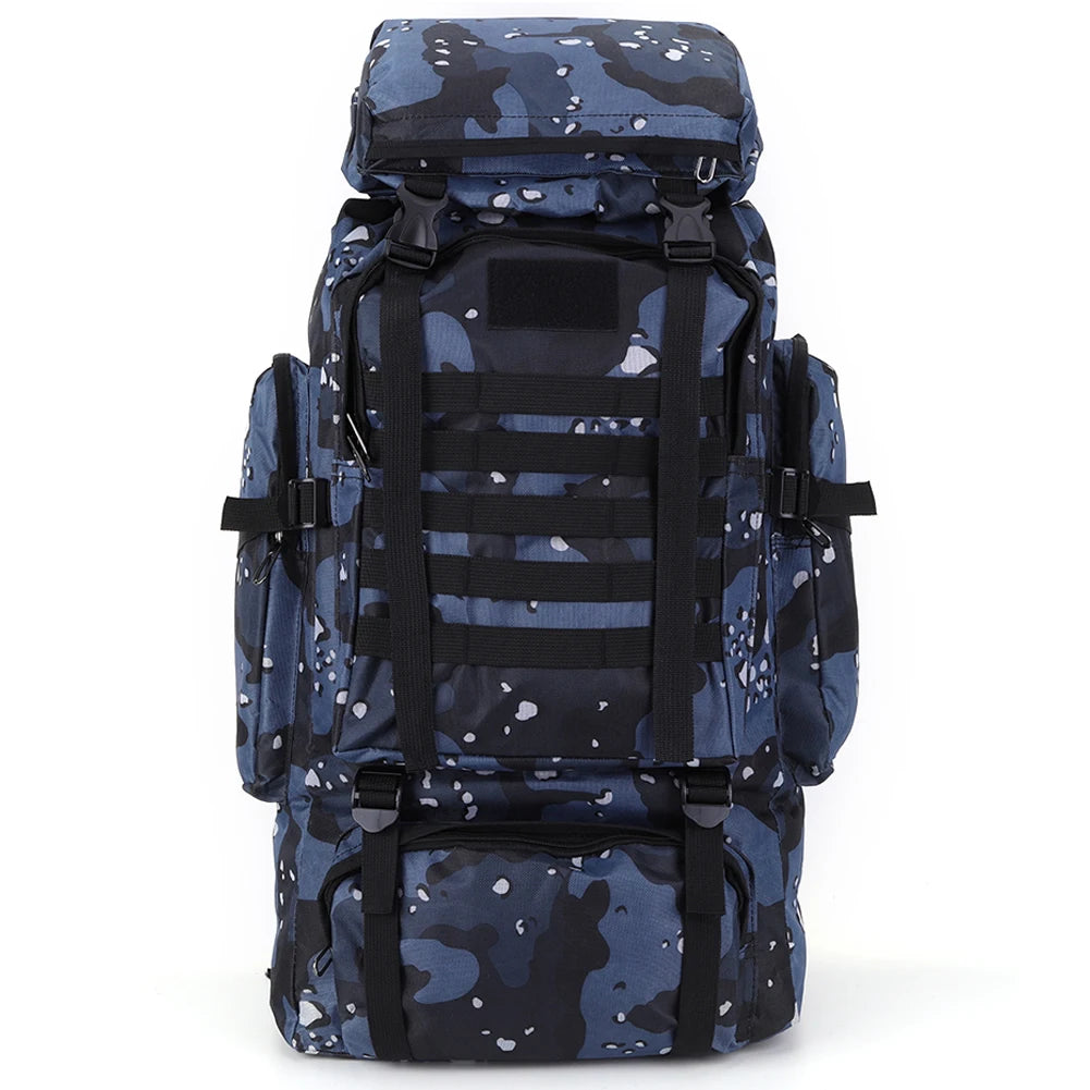 80L Mountaineering Backpack 600D Oxford Cloth Trekking Backpack Multiple Pockets Mountain Climbing Rucksack Travel Accessories