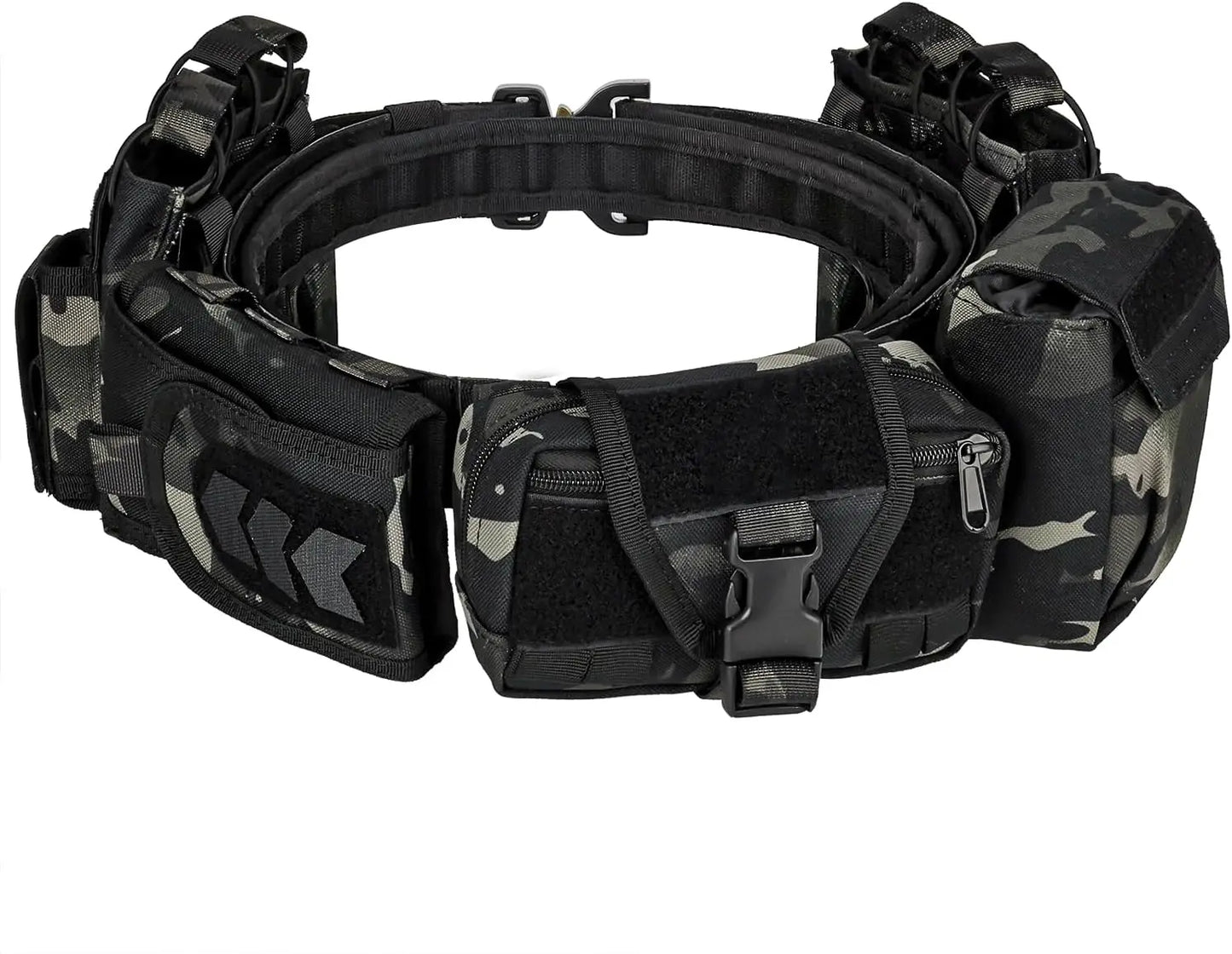 Tactical Battle Belts for Men- Quick Release Trigger Airsoft Belt Heavy Duty Belts with Pouches 7 PCS