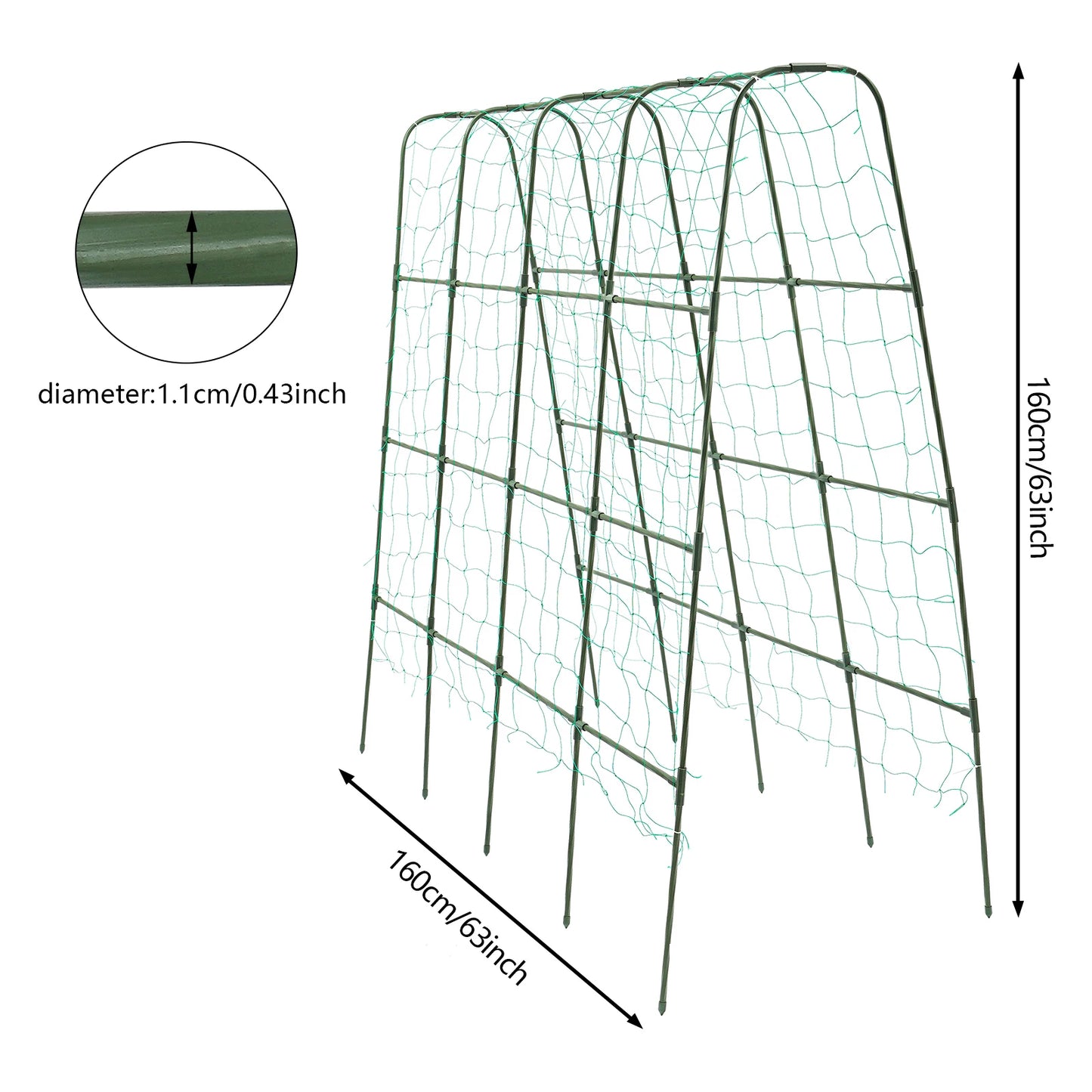 Garden Arch Tunnel Trellis Steel Arch Trellis for Climbing Plants Outdoor Cucumber Rose Trellis 160x160cm/120x120cm