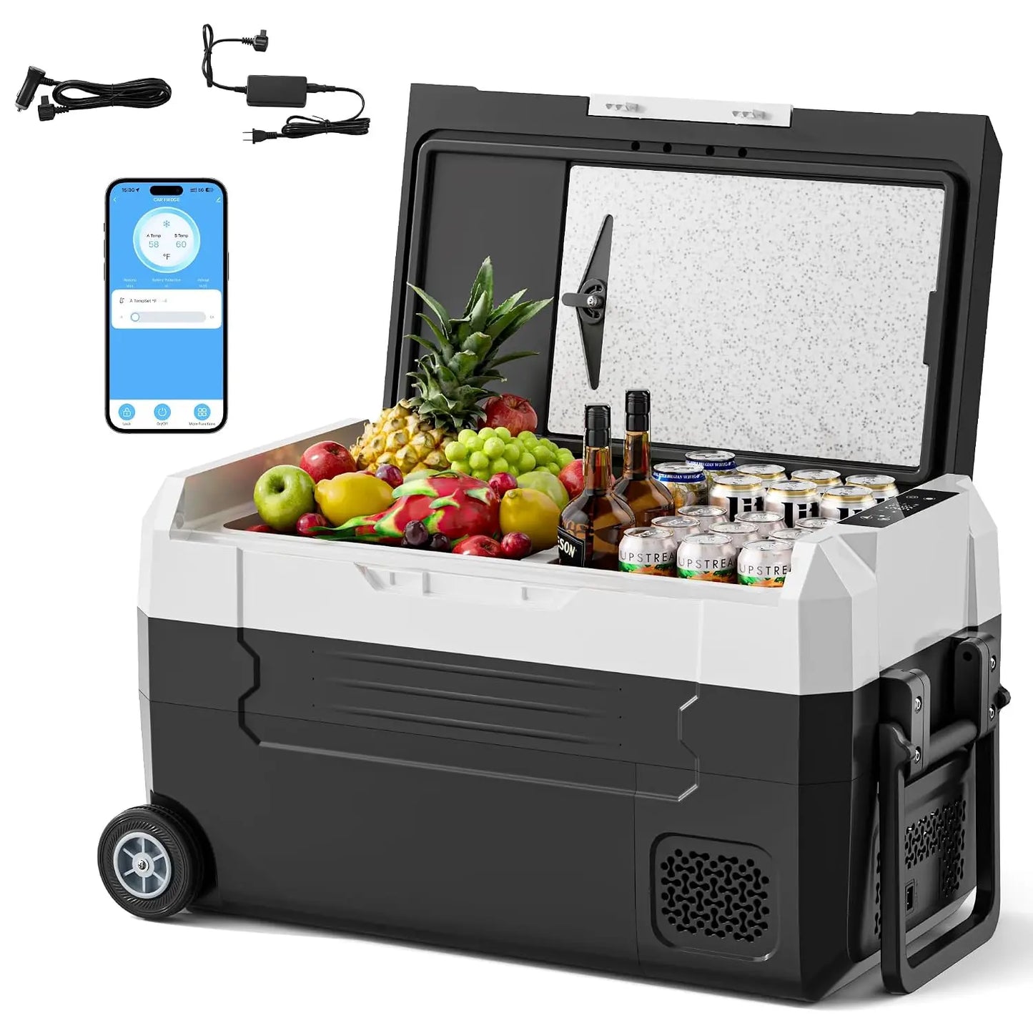 12 Volt Refrigerator, 37QT Electric Cooler, Electric Cooler APP Control, Portable Freezer 12V/24V DC 100-240V AC,,