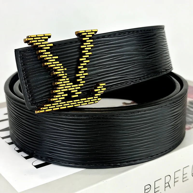 Men's Genuine Leather Belt, A New 26SS Summer Fashion Luxury Brand Belt, Featuring A French Wave Design. Perfectly Matches Men's Business Attire, Suitable for Both Casual and Fashionable Outfits. Unique in Concept, A Must-hav