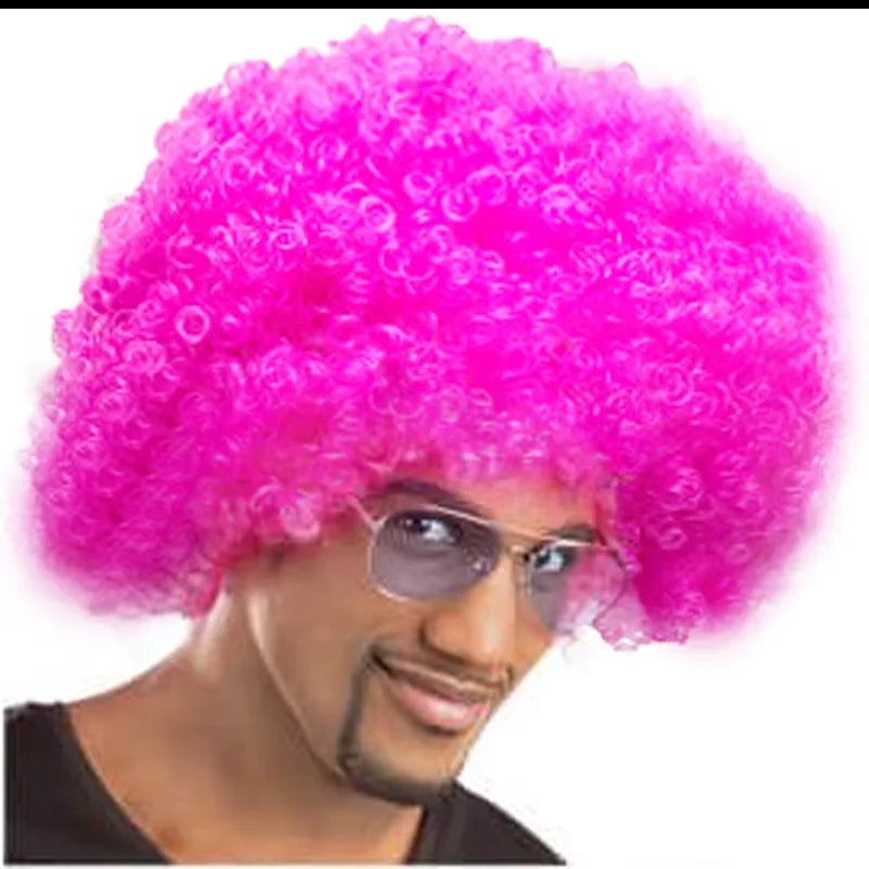 Colorful Rainbow Synthetic Curly Afro Fluffy Wig Cosplay Party Halloween Clown Disco Costume Role Play