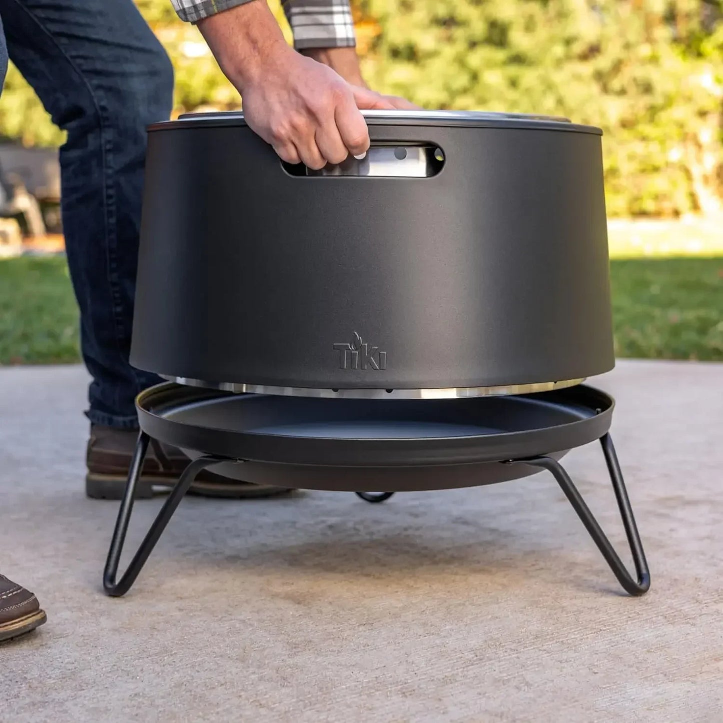 Bestseller[Limited Time Offer!]20-Inch Smokeless Social Fire Pit, Portable Outdoor Fire Pit with Removable Ash Base, Stand & Clo