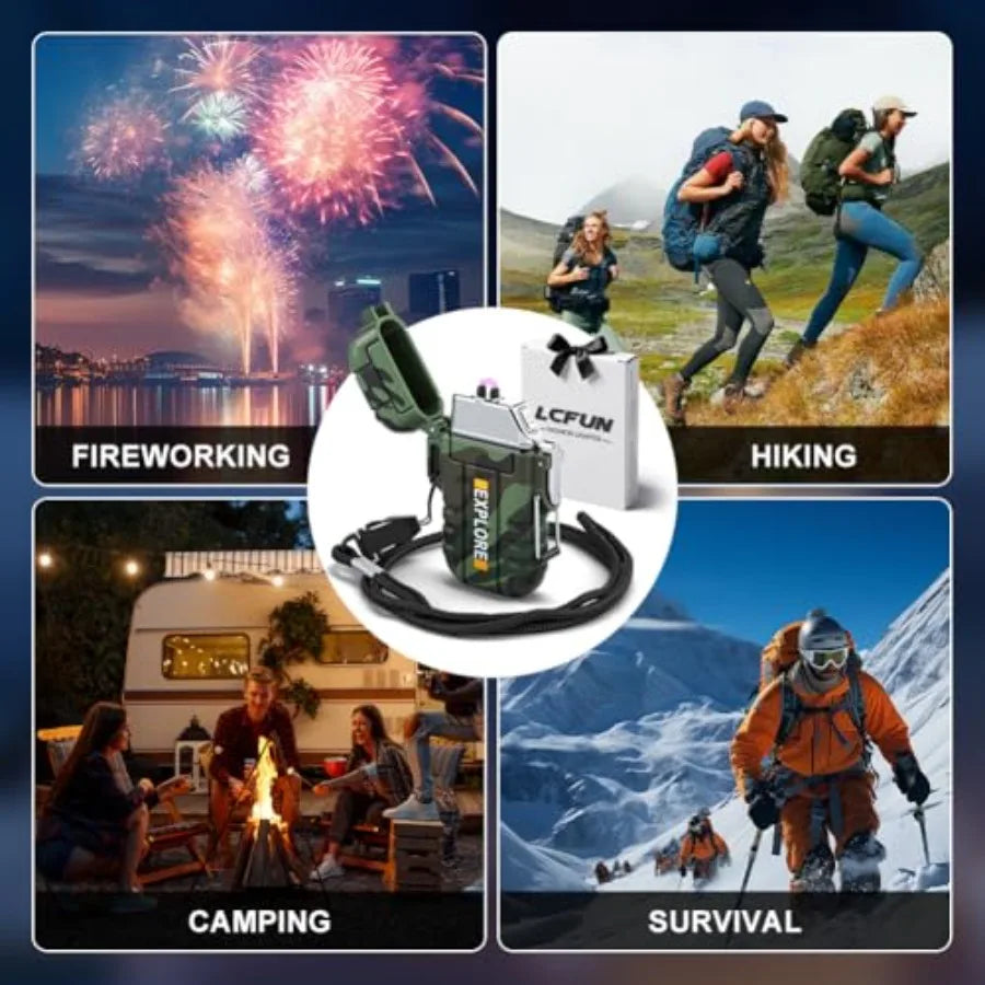 Electric Lighter USB C Rechargeable Plasma Lighter Windproof Flameless Arc Lighters, Waterproof Matches for Camping Hiking Hunt