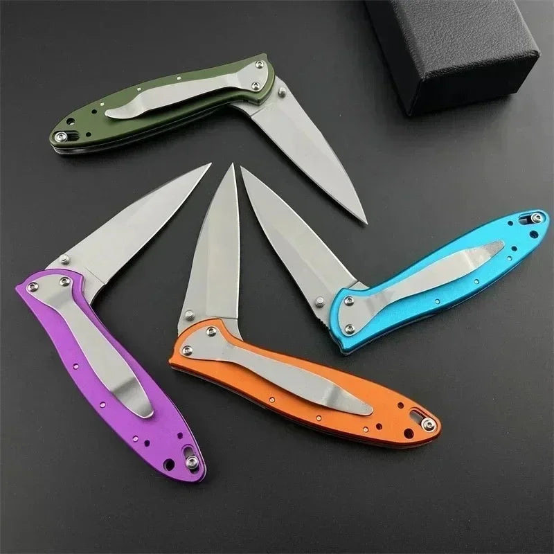 KS Leek 1660 Aluminum Folding Knife 8Cr13Mov Blade EDC Knife Window Breaker Self-Defense Tool Outdoor Fishing Knife Men's Gifts