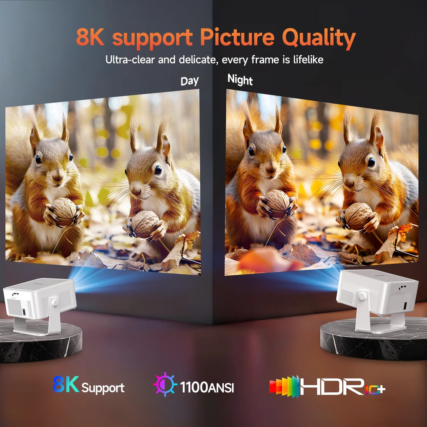 Magcubic Portable Outdoor Projector HY450MAX 1100ANSI 1080P Projector Auto Focus 8K Support Android 14 WiFi6 for Video Theater