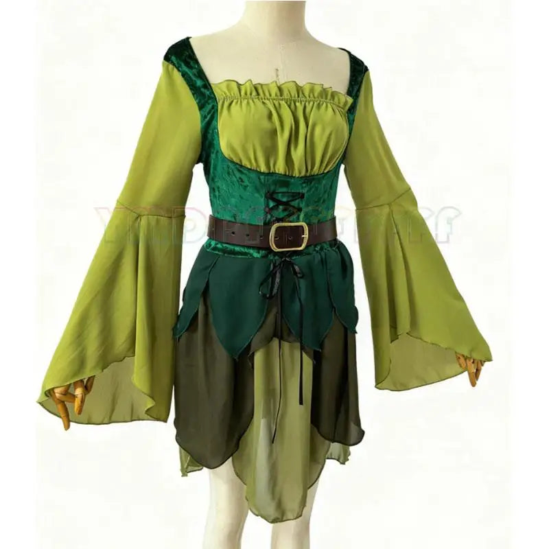 Medieval elf Disguise Role Play Easter Green Dress for Female Fairy Halloween Party Renaissance Carnival Fantasy Stage Performance Costume